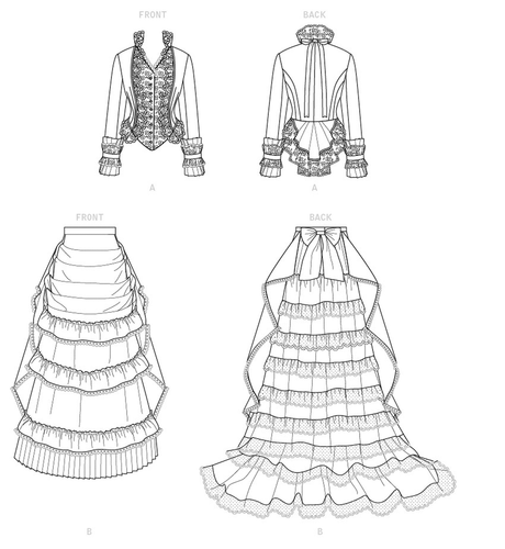 Butterick Edoardian Peplum Ossamento Corsetto Gonna Trambusto Abito Modello 6692 - Foto 7 di 10
