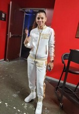Women's Cut Zip Down White Jogger Set