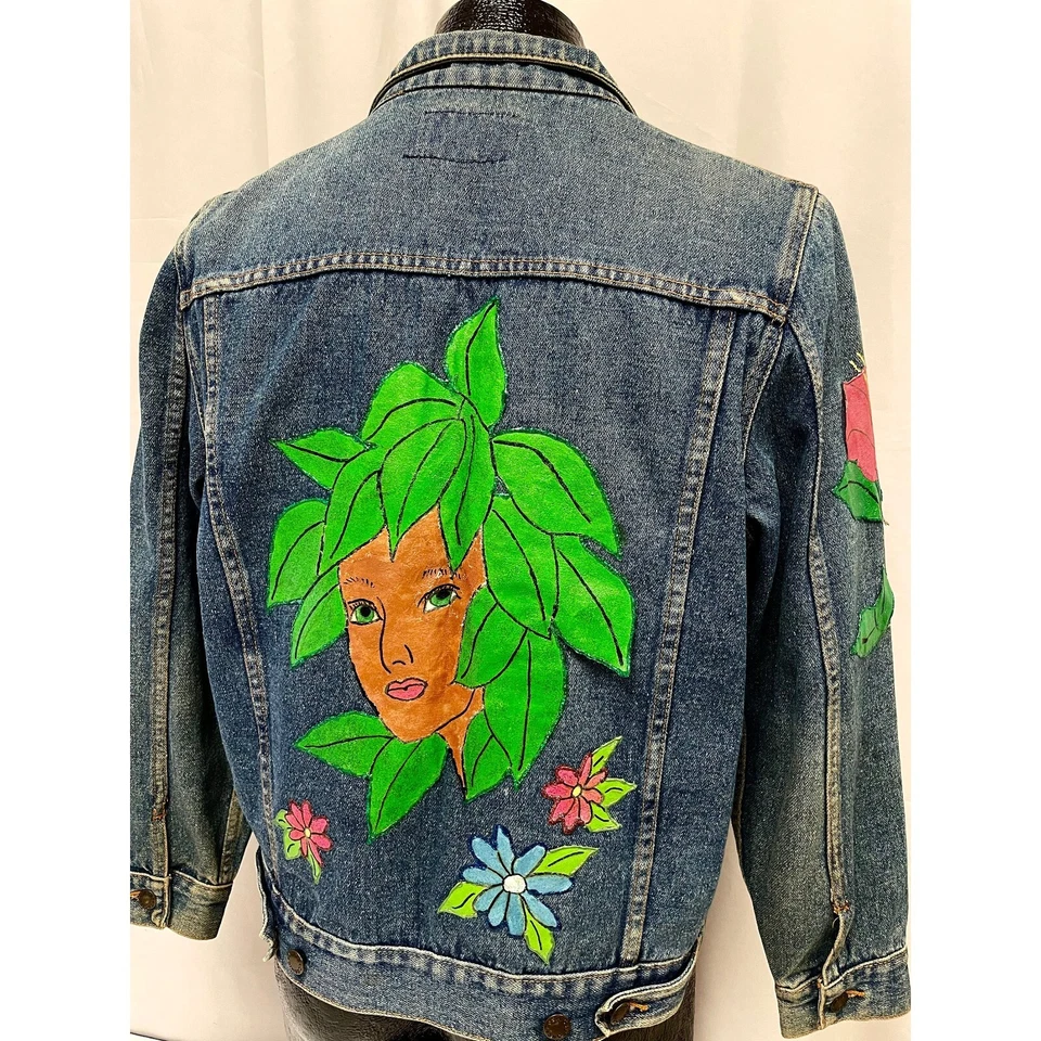 复古 80 年代 Cosmic Kawaii FAIRY KEI 蓝色 Jean Painted SPANK Cosplay 动漫夹克 — 第 4/4 张图片