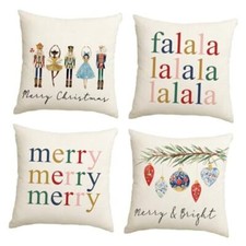 Merry Christmas Nutcracker Throw Pillow Covers, 18 x 18 Inch 18 x 18" White