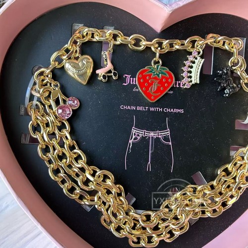Nuevo cinturón de cadena dorada Juicy Couture en caja con dijes colgantes ~ Elige tu talla - Imagen 10 de 11