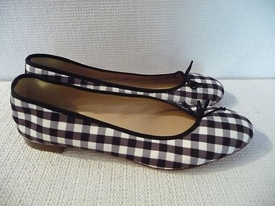 NEW J.CREW KIKI BALLET FLATS IN GINGHAM, E8462, SIZE 9.5, BLACK