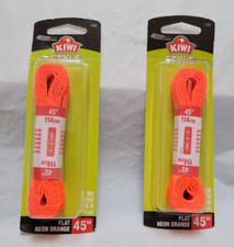 Lot 2 KIWI Style Shoe Laces Flat Neon Orange 45 In- 2 Pairs - 5-6 Eyelets 1752