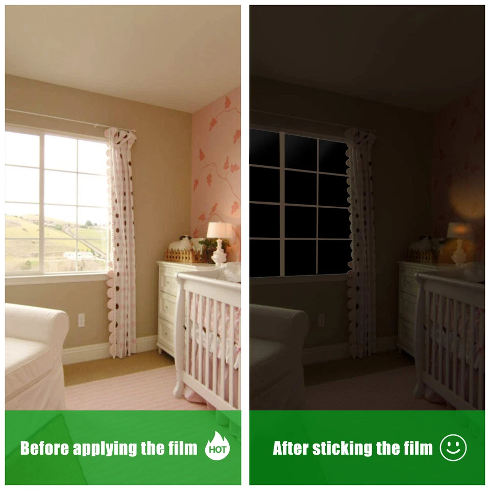 Película de ventana oscurecida estática 100 % bloqueo UV TINTE NEGRO GRUESO juego de cubierta Foto 3 de 4