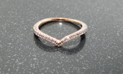 AUTHENTIC PANDORA ALE 56 ROSE GOLD TONE CZ RING SZ 7.75 (G126155