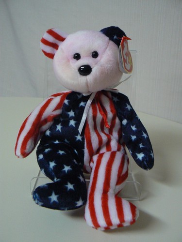 Ty Beanie Baby SPANGLE Plush Red White 