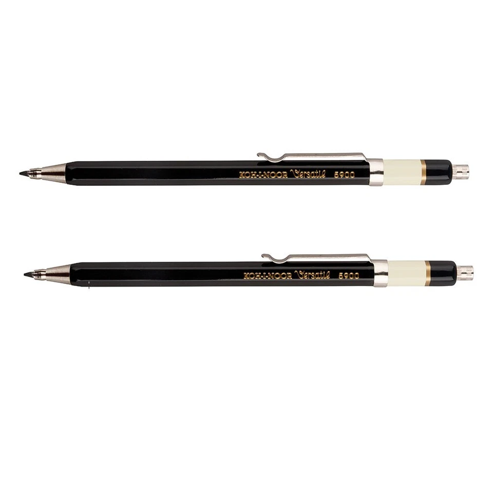 Fallbleistift Druckbleistift Metall 2er Set schwarz KOH-I-NOOR Stifte mit Clip