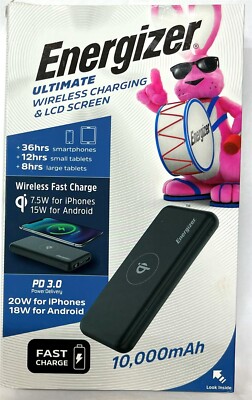 Energizer Ultimate Lithium 10K mAh USB-C(IN/OUT)15W Qi Wireless Portable Charger