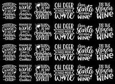 Christmas Wine Quotes 24 pcs 1 Inch White Fused Glass Decals