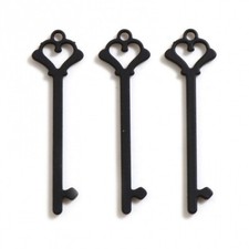 2 Skeleton Key Pendants Black Gunmetal Big Keys 35mm Wedding Favors Steampunk