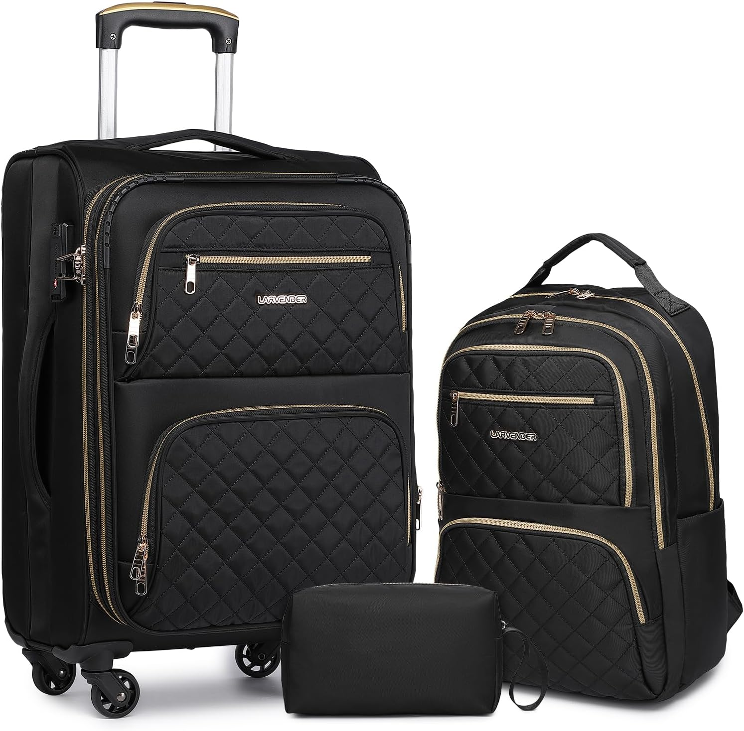 3-Piece Softside Expandable Carry-On Luggage Set 22x14x9 Airline Approved