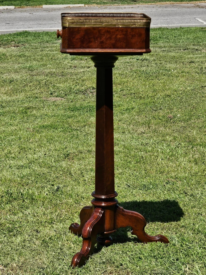 Tapa de nogal con rebabas francesas del siglo XIX y pedestal de caoba 42" H Foto 3 de 4