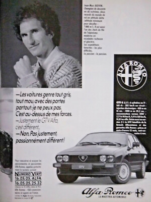 WERBUNG 1985 ALFA ROMEO GTV JEAN MARC BOIVIN CHAMPION DE DESCENT SKI EXTREME