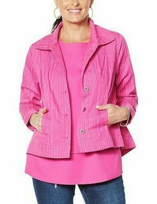 magenta denim jacket