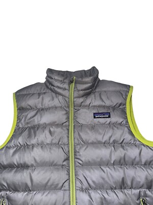 PATAGONIA Kids Down Sweater Vest Boys Youth Feather Gray Green