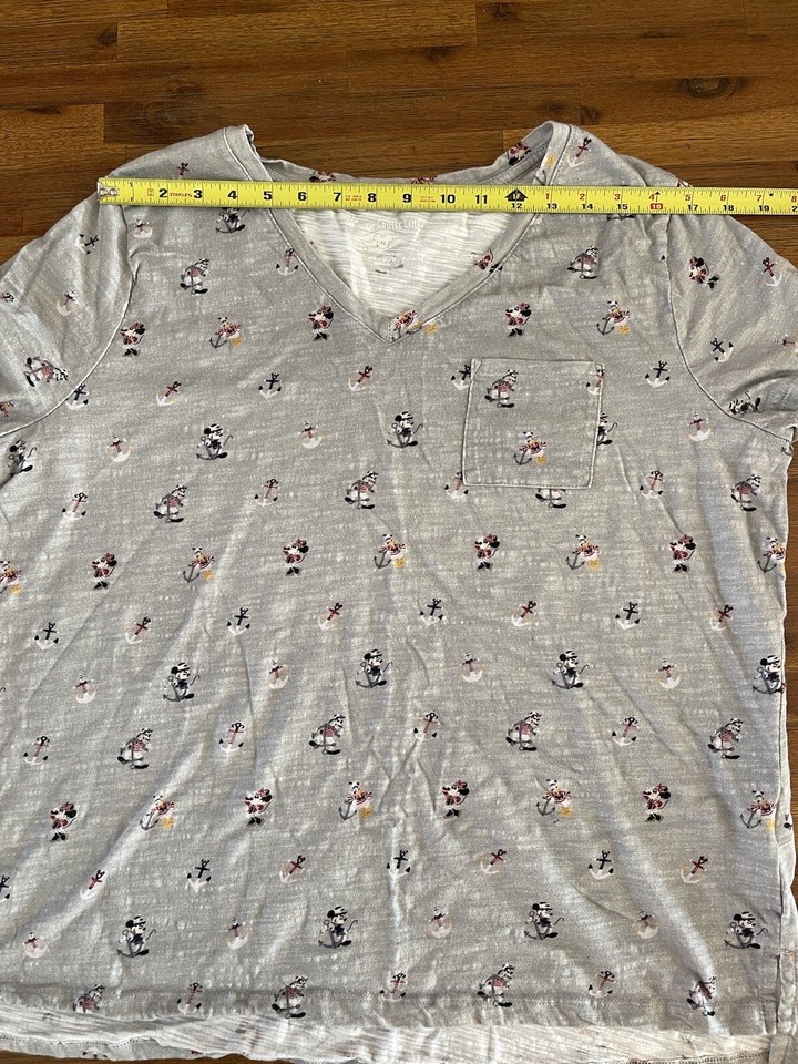 Disney Cruise Women’s TShirt Gray Mickey Goofy Cotton Short Sleeve 1X