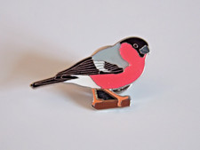RSPB pin badge give nature a home bullfinch no card