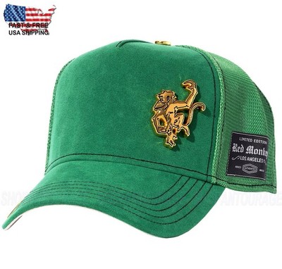 Red Monkey Rich Micro-Suede Green RM1521 New Limited Unisex Trucker Hat Cap
