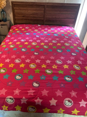 Sanrio Hello Kitty Stars Pink Reversible Comforter Full/Queen *Flawed