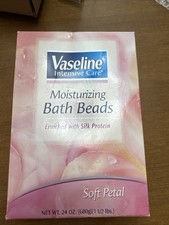 Vaseline Intensive Care Moisturizing Bath Beads w Silk Protein Soft Petal 24 oz