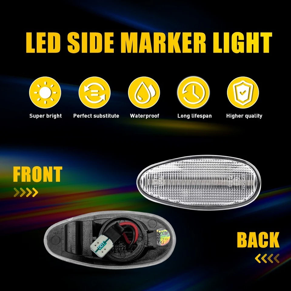 2X Luz Lateral LED Transparente Marcador Señal de Giro Lámpara para Mitsubishi Lance 2002-2006 W Foto 4 de 4