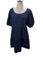 Madewell Dress Women's Size Large Navy Short Sleeve 100% Cotton