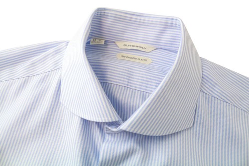 SUITSUPPLY Men's Formal Shirt 43/17 Extra Slim Blue Cotton Striped Twill * - Picture 4 of 7