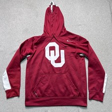 Nike Oklahoma Sooners Hoodie Mens Small Burgundy Fleece Therma Fit Pullover