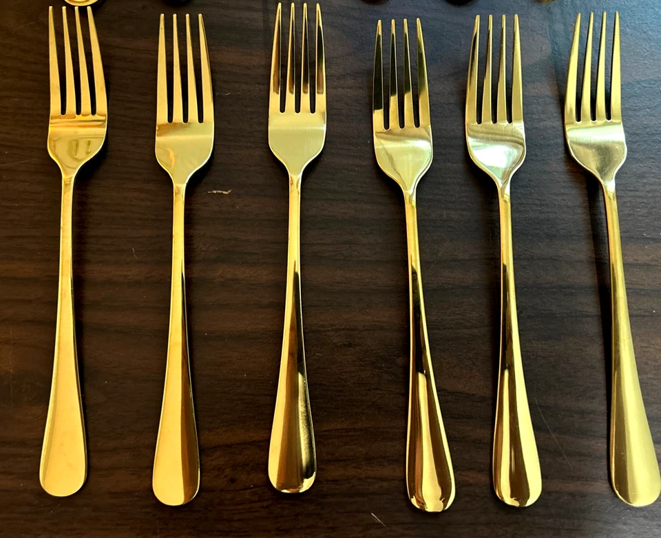 Tableware Set 24 Piece Stainless Steel Gold Cutlery Service for 6 - Image 2 of 4