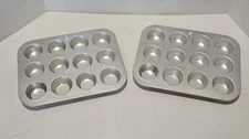 2 Vintage Mirro 12 Hole Aluminum Mini Muffin Pans New