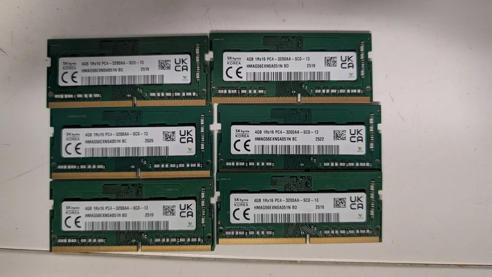Lote de 6 x HMAG56EXNSA051N Hynix 4GB PC4-3200AA 3200Mhz DDR4 SO-DIMM Memoria Foto 1 de 1