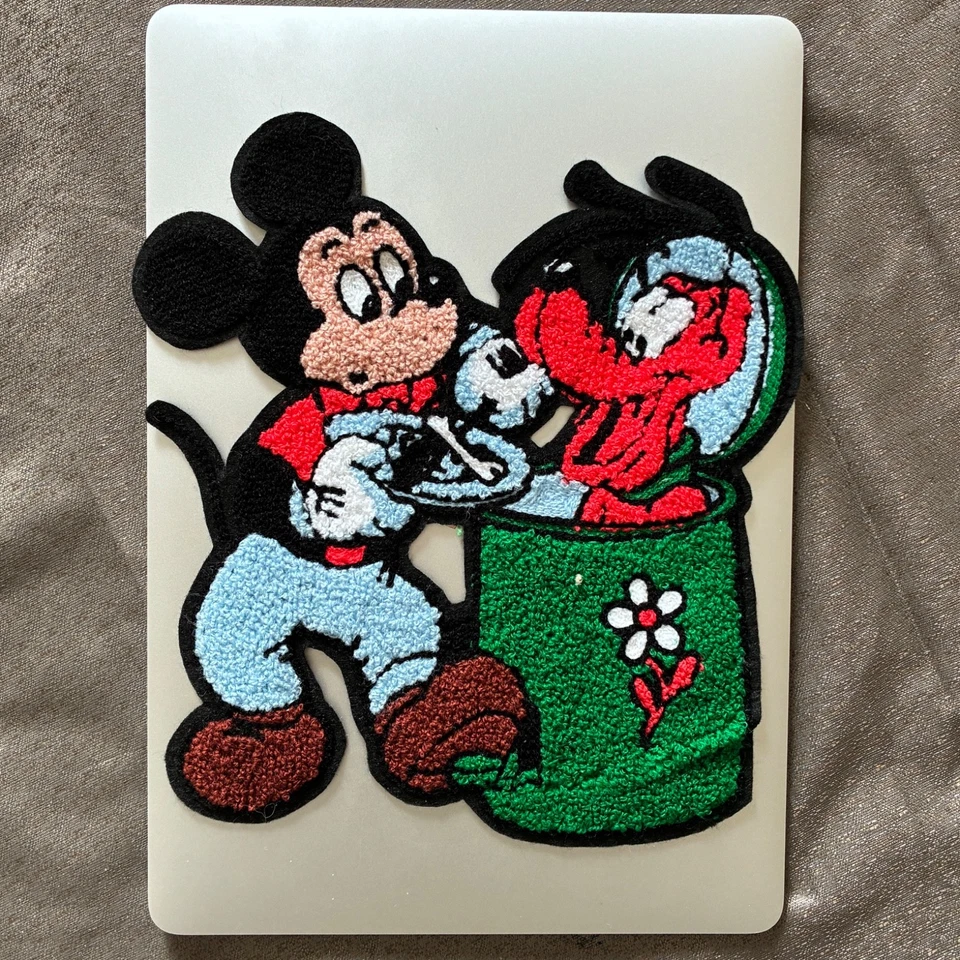 Large Disney Chenille Sew-On Patch of Mickey Mouse and Goofy 8.5"W 9.5"H - Image 3 of 3