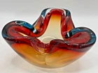 Vintage Murano Glass Sommerso Bowl Red Orange Blue Mid Century Modern Design 50s