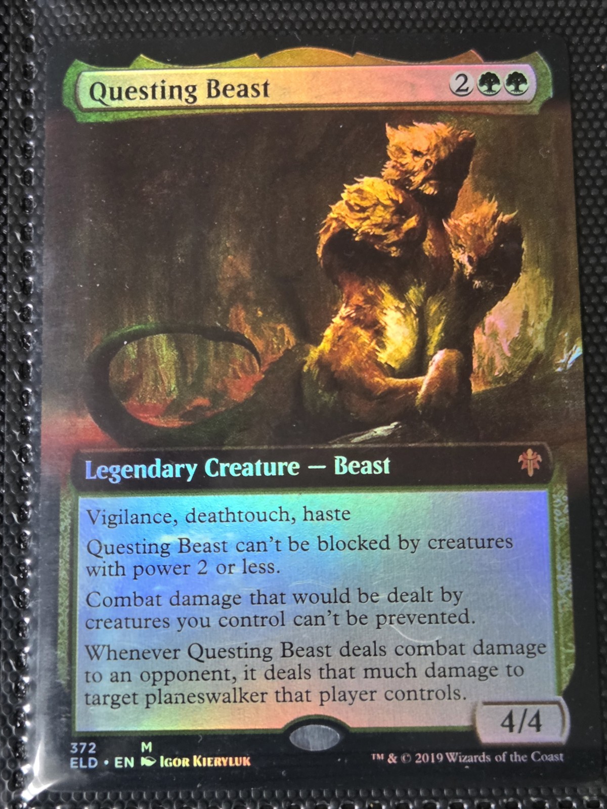 Questing Beast (Extended Art) FOIL X1 ELD MTG Throne Of Eldraine 