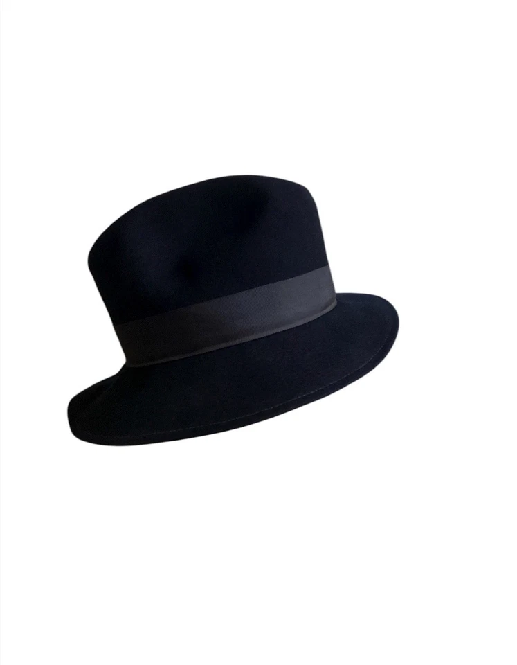 Vintage Doeskin 100% Felt Wool Bollman & Co Hat Women’s Fedora Navy Blue USA - Image 3 of 4
