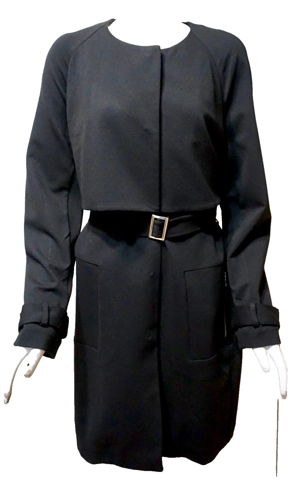 NWT $159 Chico’s Black Belted Trench Jacket Coat, Size 1 (M - 8/10)