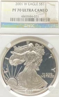 2001 W $1 PROOF AMERICAN SILVER EAGLE NGC PF 70 ULTRA CAMEO NO RESERVE