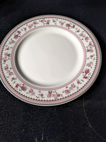 New Grace's Teaware Pink Roses Floral Pink Rim Salad Dessert Plates 8”, Set of 4 - Picture 1 of 3