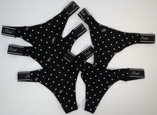 NWT Lot 5 Pairs Victoria  s Secret PINK Thong / String Panties Black Pink - XS