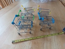 5 Mini Metal Shopping Carts Trolley Wire 5 H x 4.5" L x 3.25"