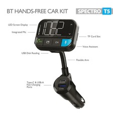 Bluetooth Hands-Free Car Kit Dual USB Fast Charger PD QC3.0 Wireless FM Transmit