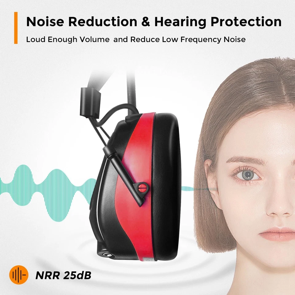 AM/FM Radio Headphones 25dB NRR,Noise Reduction Safety Earmuffs,Digital Displ... - Image 2 of 4