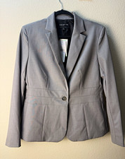 NWT Jones New York Collection Emma Jacket Blazer Gray Stretch Single Button Sz 8