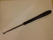 Neat Vintage Large Ebony Handle Button Hook 10 1/2 inches Long