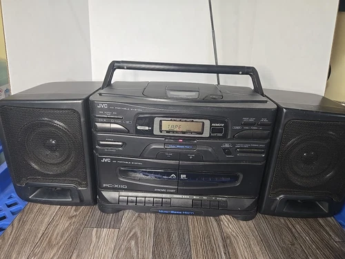 Vintage 1992 JVC PC-X100 AM/FM Radio CD Dual Cassette Player Boombox TESTED