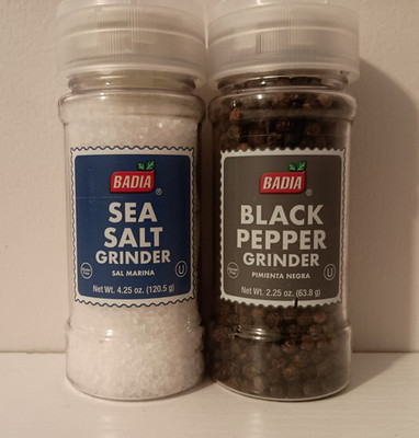 Badia  Sea Salt & Black Pepper Grinder Set Kosher & Gluten Free