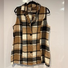 Plaid Sleeveless button up Vest
