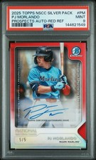 2025 Bowman Chrome PJ Morlando Rookie Red Refractor Auto 5/5 PSA 9 Pop 1/1 NSCC