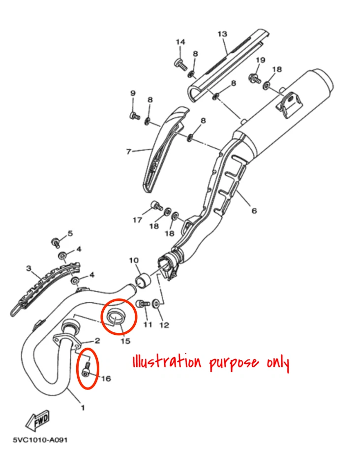 Juego de reparación de juntas de colector de escape Yamaha (ver tabla de montaje) Foto 2 de 2