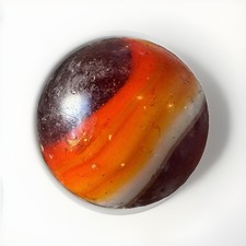 VTG 1  Amber Ruby Red Orange White Swirl Shooter Marble Translucent Glass